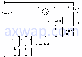 Simple circuit of the light and sound alarm