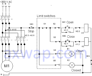 Схема управления электрозадвижкой с четырьмя концевыми выключателями